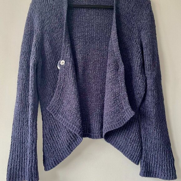 Per Una Navy Wool-Blend Cardigan with Snap Closure - Picture 7 of 9